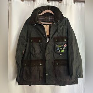 NWT BARBOUR X CROCS SIZE SMALL BEDALE WAX JACKET TARTAN FOREST GREEN EXCLUSIVE